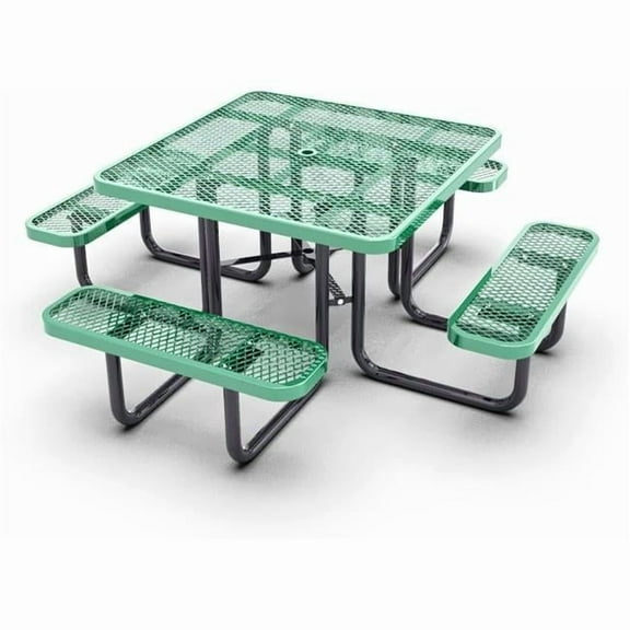 Park Elements CD-S46PT-GRN 46' commercial square picnic table - Thermoplastic coated - Green