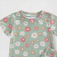 thumbnail image 4 of Xudanell Toddler Girl Outfits Baby 2pcs Cotton Set Girls Summer Clothes with Short Sleeve T Shirts Tops Floral Shorts Green 6-12 Months, 4 of 5