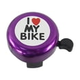 thumbnail image 2 of Timbre de seguridad con sonido impreso "I Love My Bike", accesorio de timbre de advertencia para manillar de tubo de 22 mm (morado), 2 of 7