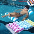 thumbnail image 4 of Inflatable Floating Bed Striped Floating Row Water Recreation Inflatable Floating Lounge Chair Floating Bed Inflatable Hammock With Pump, 4 of 9