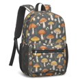 thumbnail image 2 of Mushroom and Sprig Black Pattern 17" Waterproof Oxford School Backpacks for Teens, S-Shape Padded Straps, for School, Travel, Hiking, Camping, 2 of 5