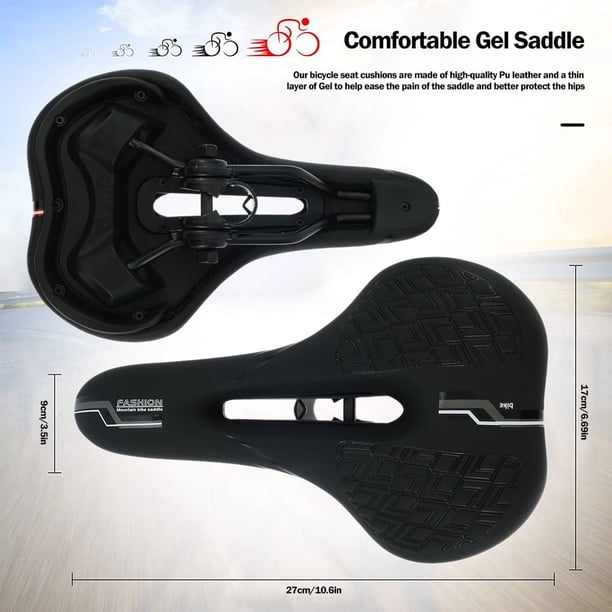 Selle Vélo Ergonomique Ultra-confort – Mousse Mémoire De Forme + Gel + Amortisseur – Homme/femme Pour VTT, Route, électrique