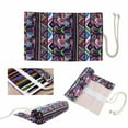 thumbnail image 4 of IEFIEL 24 Hole Ethnic Style Pencil Case Roll Up Canvas Pen Bag Storage Holder Stationary, 4 of 10