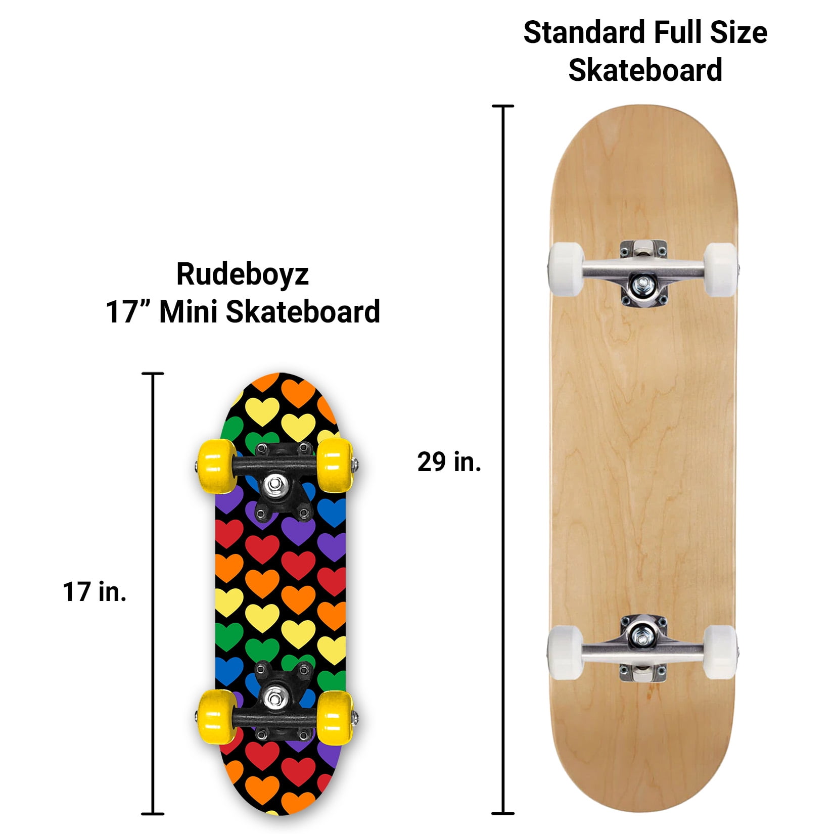 Rude Boyz Mini 17‚Äù Skateboard for Children - Small, Lightweight