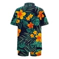 thumbnail image 6 of 2 Piece Outfits for Women Summer Trendy Floral Printed Short Sleeve Cardigan Shirt & Shorts Hawaiian Beach Sets (XL, Green), 6 of 6