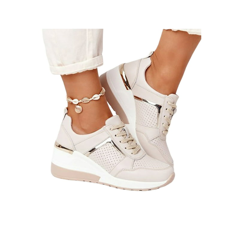 udpege mandskab kontakt Audeban Womens Sport Sneakers Wedge Heels Sneakers Casual Lace Up Loafers  Platform Shoes - Walmart.com