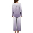 thumbnail image 4 of ibuvkizy Women's Pajama Sets,Women Fashionable and Casual Loose Printed Round Neck Button Up Long Sleeved Pants Pajama Set Purple,XL, 4 of 7