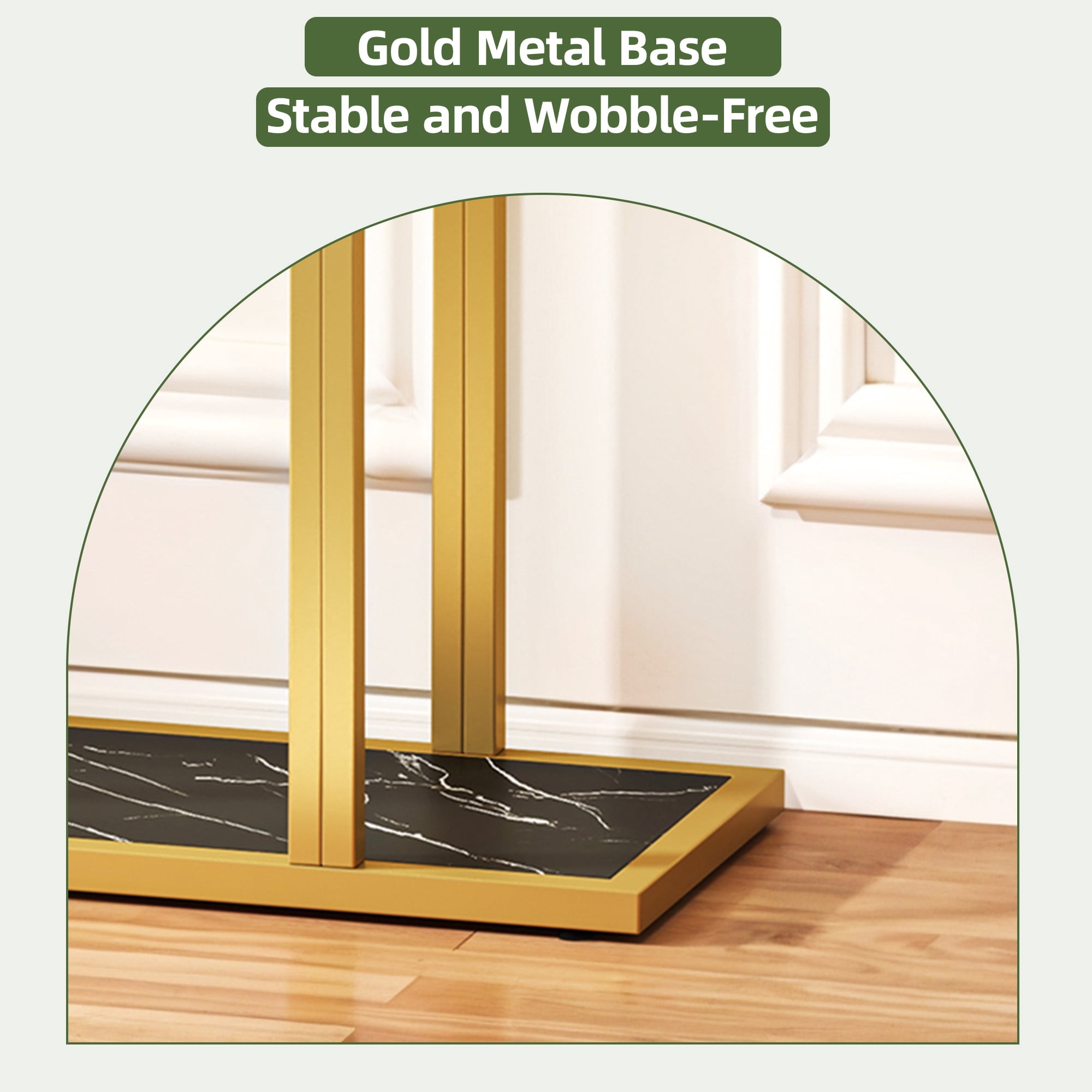 Uforic Modern Console Table with LED Lights, Faux Marble Entryway Side Table, Gold & Black