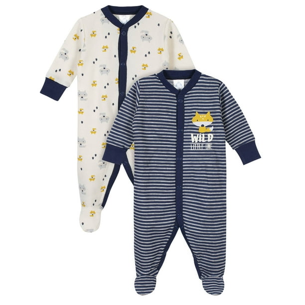 Gerber Gerber Baby Boy Thermal Footed Sleep 'N Play Pajamas, 2Pack