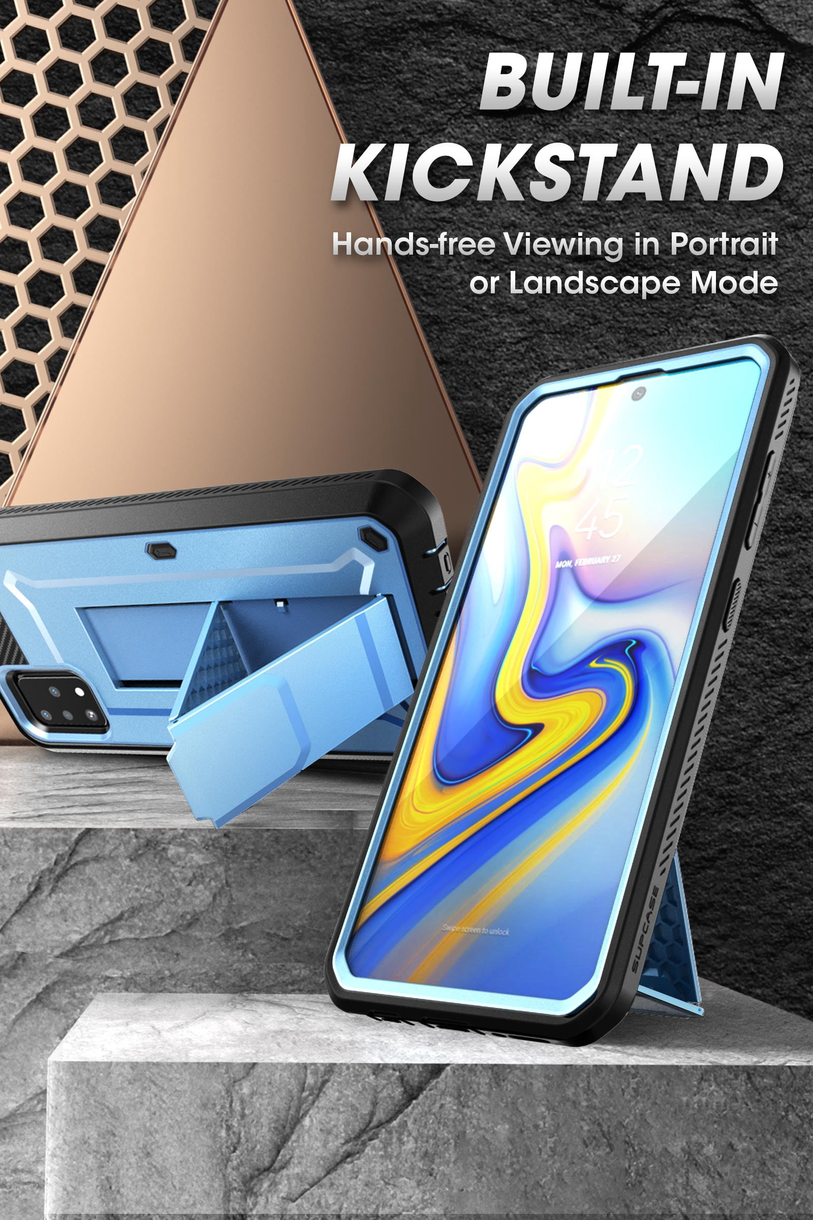 SUPCASE Unicorn Beetle Pro Series Designed for Samsung Galaxy A51 Case (Not Fit A50), Full-Body Rugged Holster & Kickstand Case with Built-in Screen Protector (Blue)