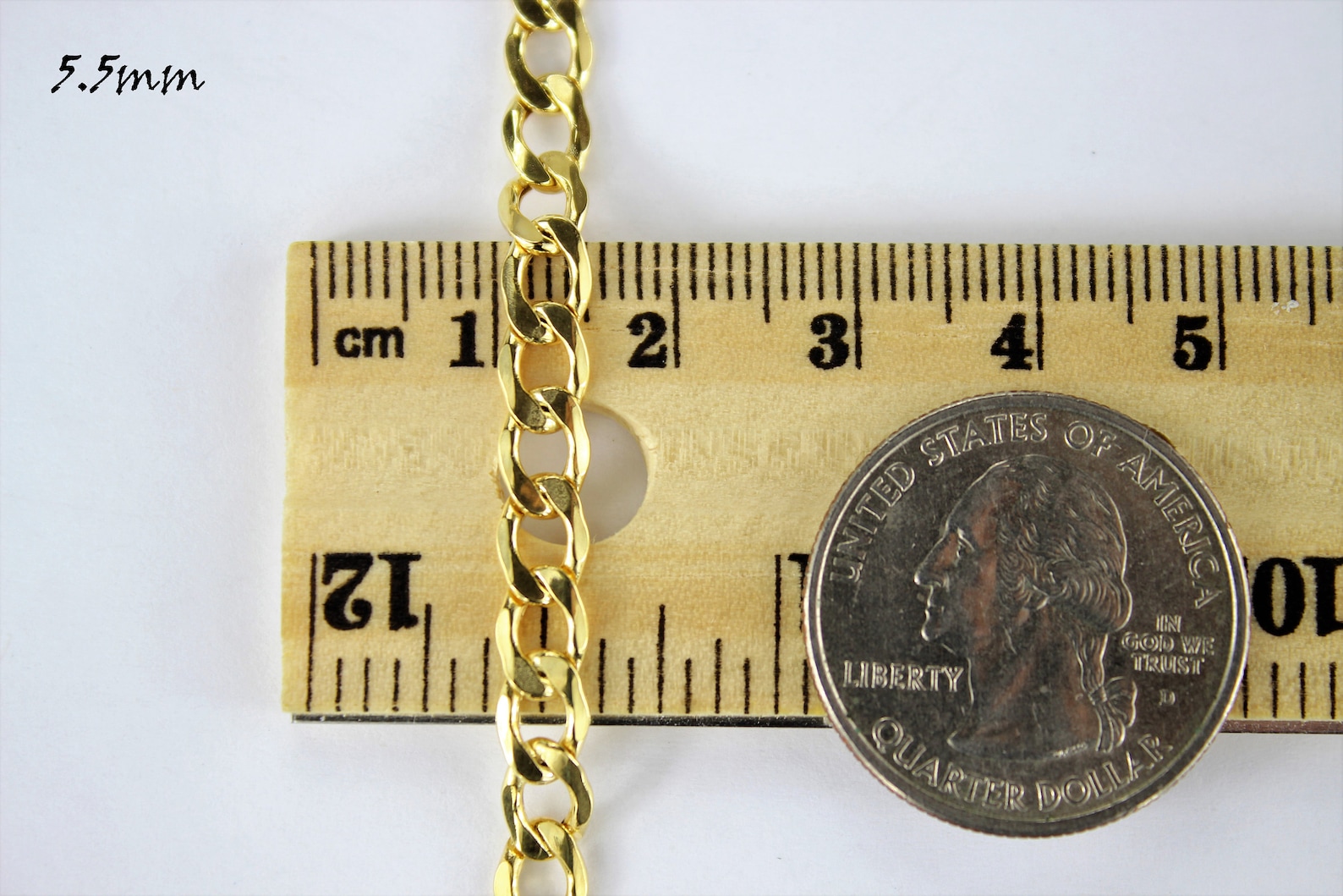 10K Yellow Gold Hollow Cuban Chain Necklace Bracelet