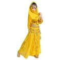 thumbnail image 2 of CUZIBR Toddler Girls Dance Performance Outfit Sets Belly Dance Kids Ethnic Dance Dress Stage For Children Clothes Sets,Yellow,4-6 Years, 2 of 6