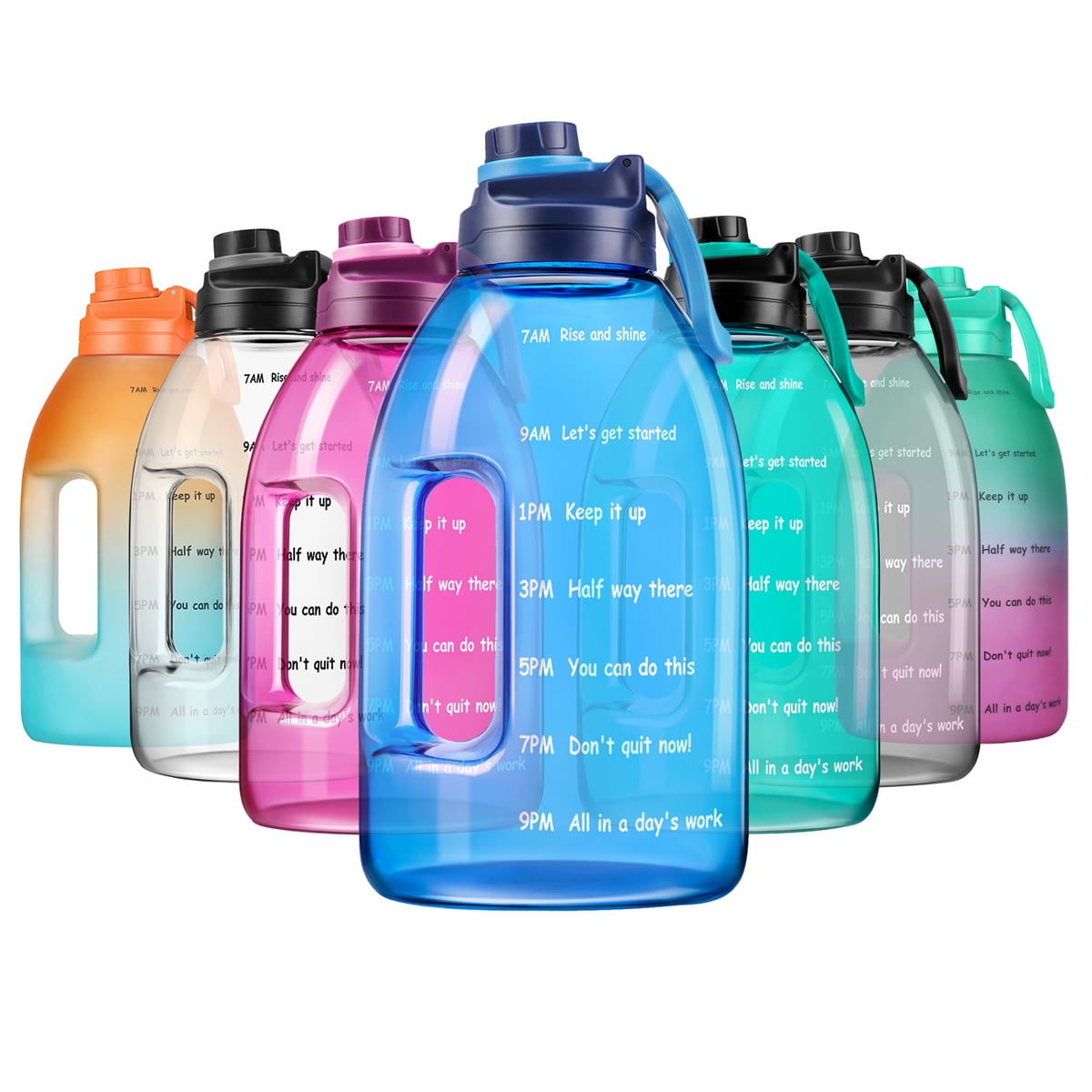 Kepooman Reusable Large-Capacity Water Bottle, Fitness Sports Water Bottle with Leak Proof Flip Top Lid for Gym Yoga Fitness Camping with Time Marker-D Kepooman Reusable Large-Capacity Water Bottle, Fitness Sports Water Bottle with Leak Proof Flip Top Lid for Gym Yoga Fitness Camping with Time Marker-D