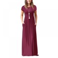 thumbnail image 1 of Robe Maxi pour Femme Col Rond avec Poche Été Ample Décontractée Robe Bouffante Femme Rétro Longues Robes vestidos mujer, 1 of 4