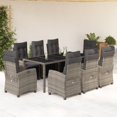 thumbnail image 1 of vidaXL 9 Piece Garden Dining Set with Cushions Grey Poly Rattan, 1 of 5