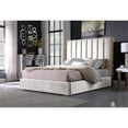 thumbnail image 2 of Jalen Beige Velvet King Platform Bed with Gold Accents, 2 of 2