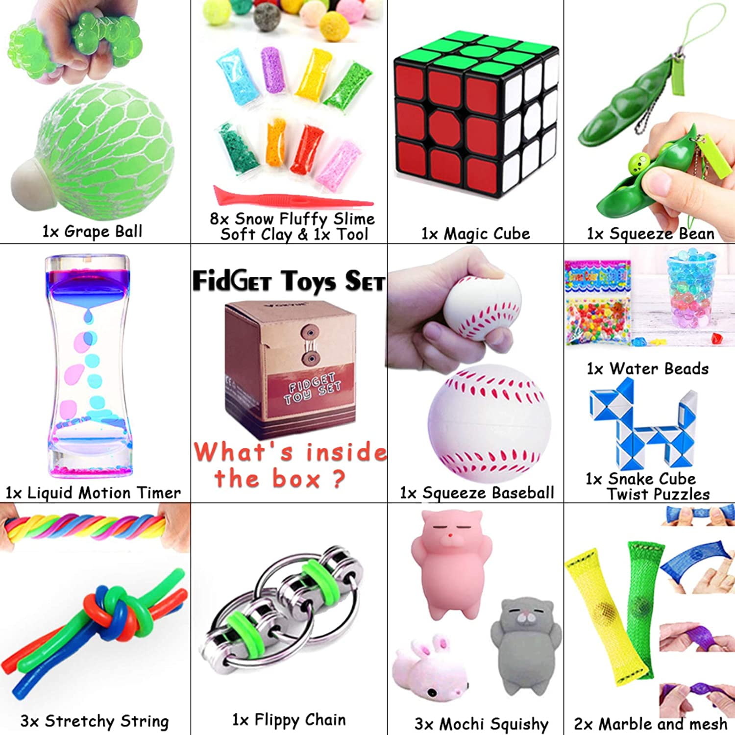 Details about   Pack of 4pcs Fidget Toys Set Sensory Toys Stress Relief Kids Marble Mesh Mochi 