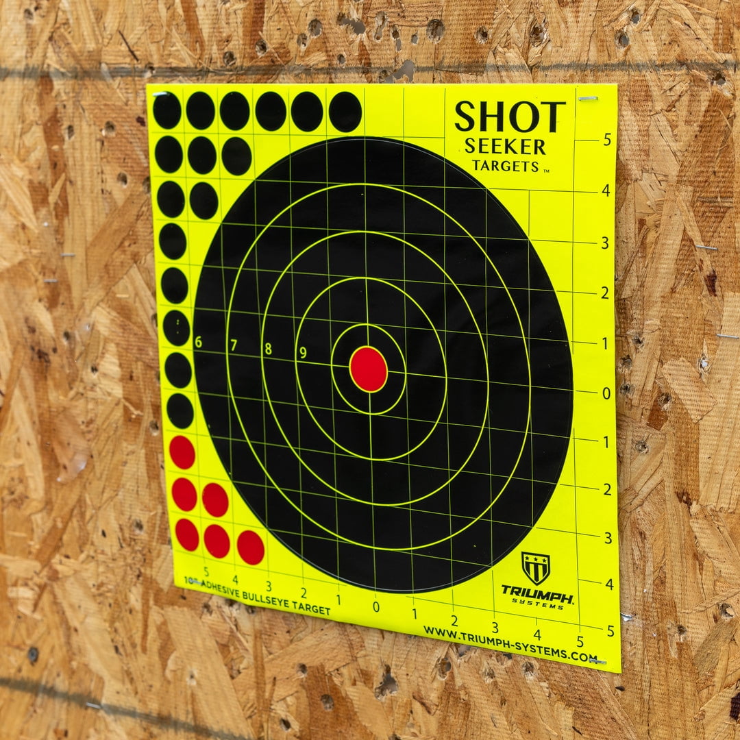 Triumph Systems, Target Shot Seeker 10 Inch Adhesive Bullseye Target , Shooting Target 12in x 12in, 10 Pieces
