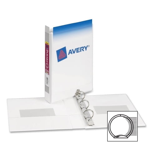 Avery Mini Durable View Binder - DuraHinge 1' Binder Capacity - 5 1/2' x 8 1/2' Sheet Size - 175 Sheet Capacity - 3 x Round Ring Fastener(s) - 2 Internal Pocket(s) - Poly - Clear Overlay, PVC-fre