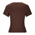 thumbnail image 5 of Summer Womens Tops 2026 Fashion Plus Size Solid Color Slim Short Sleeve V Neck Top/shirt, 5 of 6