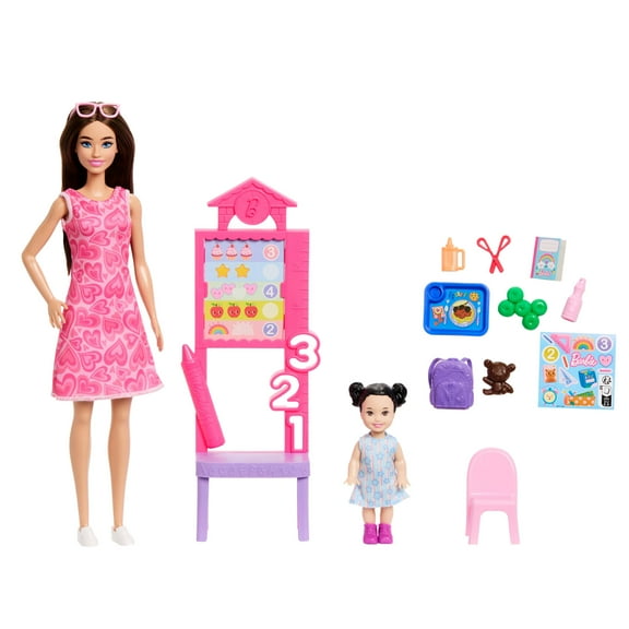 Barbie Careers Teacher Playset with Fashon Doll, Toddler Doll, Classroom Board & Accessories