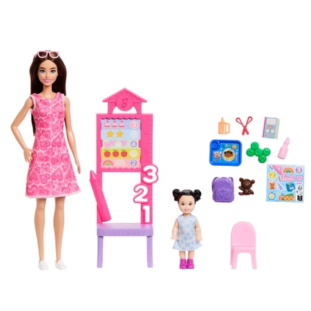 Barbie Careers Teacher Playset with Fashon Doll Toddler Doll Classroom Board & Accessories