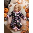 thumbnail image 6 of RUINIXCW Toddler Baby Girl Halloween Silk Stain Pajamas Outfit Kids Fall Winter PJS Set Sleepwear Ghost Printed Long Sleeve Button Down Shirt and Elastic Pants Set Homewear Loungewear, 6 of 9