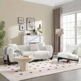 thumbnail image 7 of Morden Fort 87" W Cloud White Sofa Boucle Sherpa Couch, Upholstered Comfy Couch with Crescent Wood Legs and 3 Matching Pillows, 7 of 7
