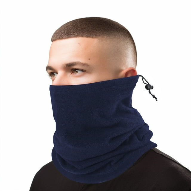 TOPTIE Unisex Warm Fleece Neck Gaiter - Soft & Stretchy Face Mask, Multifunctional Tube for Running, Cycling, Everyday Use-Navy Blue