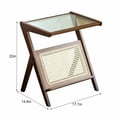 thumbnail image 4 of CQSXDA Functional Glass Coffee Table with Rattan Accents, Brown End Table for Bedroom or Living Room Storage, 4 of 10