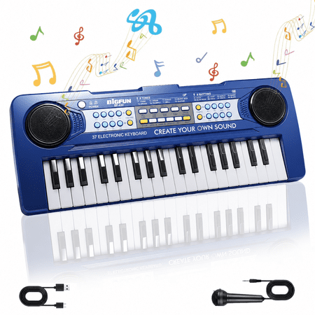 OUTGOO 37-Key Kids Keyboard Piano - Blue