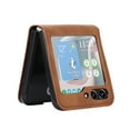 thumbnail image 3 of Feishell Compatible with Samsung Galaxy Z Flip 6 Case with Card Holder Slots,Shockproof Premium PU Leather + Hard PC Slim Fit Protective Phone Case for Samsung Galaxy Z Flip 6,Brown, 3 of 6