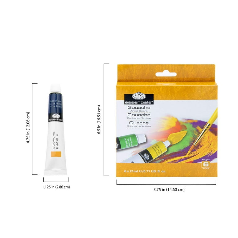 Royal & Langnickel Watercolor Paint Tubes - 21ml, 6-Pack Set (Black, White, Crimson Red, Lemon Yellow, Sap Green, Prussian Blue)