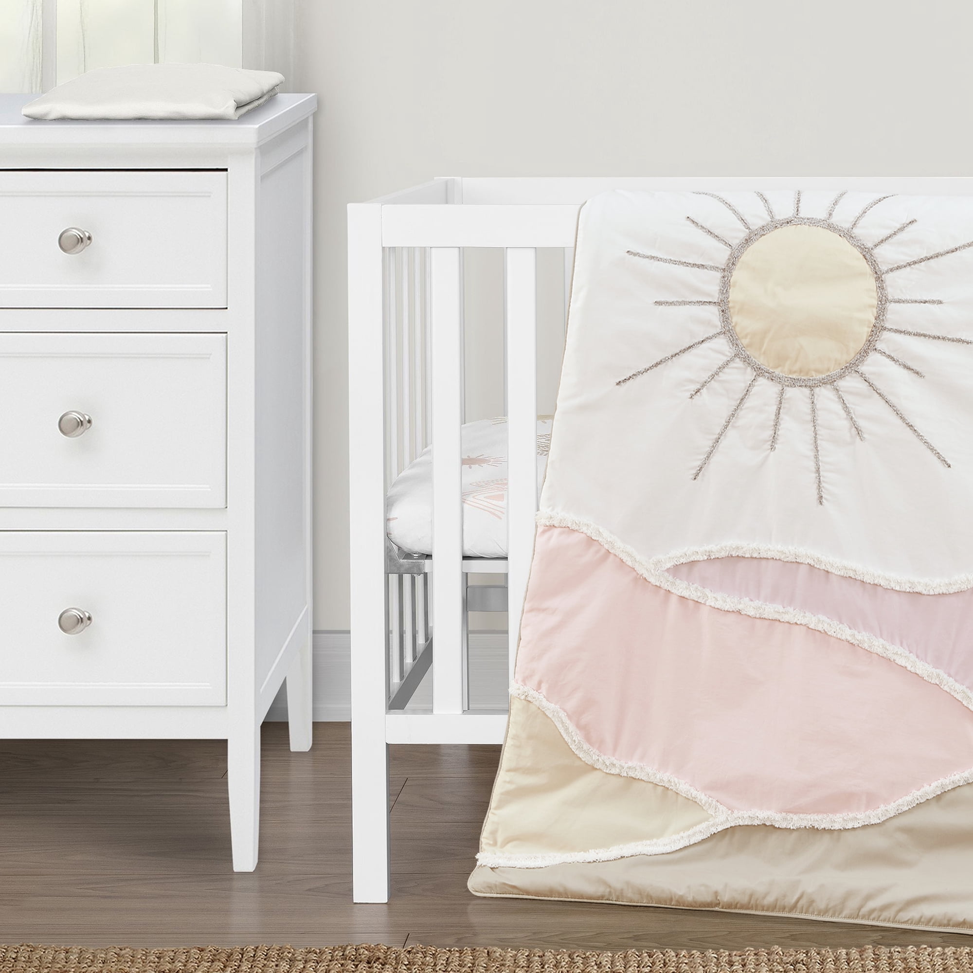 Sweet Jojo Designs Desert Sun Pink and Gold 3 Piece Mini Crib Bedding Set