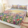 thumbnail image 3 of Manfei Colorful Flowers 3pcs Twin Sheet Sets for Teens Girls,Watercolor Floral Blossoms Twin Fitted Sheet,Spring Graden Breathable Flat Sheet,Breathable Home Decor, 3 of 7
