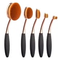 thumbnail image 1 of Brocha ovalada para base, 5 piezas, brochas de maquillaje para cepillos de dientes (mango negro, oro rosa), 1 of 7