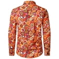 thumbnail image 3 of CONZONE Mens 70S Disco Buttons Down Shirts Long Sleeve Hippie Shirts for Men Trendy Floral Graphic Lapel Soft Lightweight Tops, 3 of 8