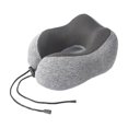 thumbnail image 2 of Neorosiri Memory Foam Travel Neck Pillow - Ergonomic U-Shaped Support for Airplane, Office & Car, Adjustable Strap, Machine Washable Cover, Portable Nap Pillow for Adults (Gray), 2 of 6