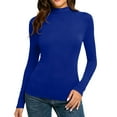 thumbnail image 3 of Lumtrix Women's Mock Turtle Neck Long Sleeve T Shirts Basic Lightweight Stretch Slim Fitted Tops Fall & Winter for Underwear Soft Casual Tops Blue M, 3 of 5