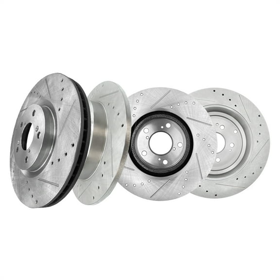 Set of 4 Front 330mm-Rear 333.8mm Drilled Slotted Brake Disc Rotors For 2007-2013 Acura MDX