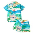 thumbnail image 5 of Gubotare Boy Hawaii Shirt Set Toddler Baby Boy Summer Clothes Funny Pattren Letter Short Sleeve Button Down Shirt with Shorts 2 Peices Outfits (Sky Blue,Size 18-24 Months), 5 of 8