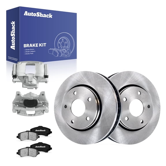 AutoShack Front Vented Brake Rotors   Ceramic Pads   Calipers 8-PC Brake Kit Replacement for 2009-2012 Dodge Journey 11.89" (302 mm)