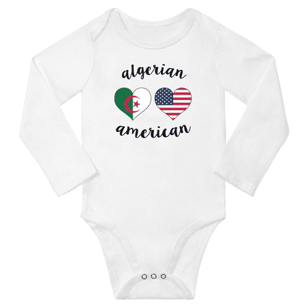 

Algerian and American Love Heart Baby Long Slevve Jumpsuits (White 3-6 Months)