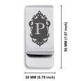 thumbnail image 2 of Stainless Steel Alphabet Letter P initial Classic Slim Money Clip Credit Card Holder, 2 of 2