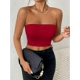 thumbnail image 5 of Womens Tube Tops Strapless Crop Tops Basic Backless Sleeveless Bandeau Going Out Cute 2025 Summer Outfits Wine Red S, 5 of 7