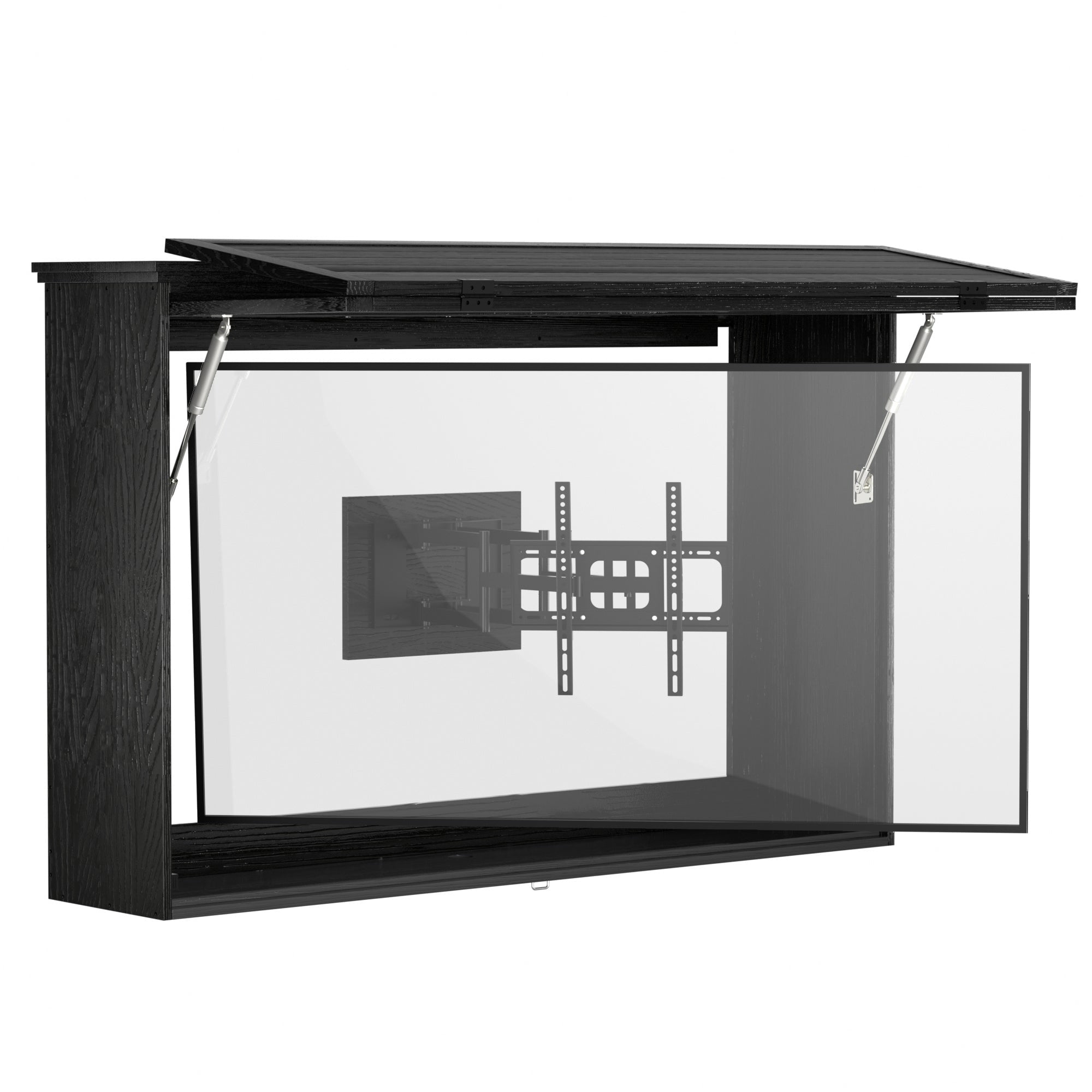 GDLF Outdoor TV Enclosure Solid Wood TV Cover 55 Inch Weatherproof with Premium Dual-Arm TV Mount