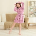 thumbnail image 3 of FORMRS Niños Bathrobe Unisex Hooded Robe Soft Plush Pajamas Sleepwear, Size 10-12T, Strawberry Bliss, 3 of 7