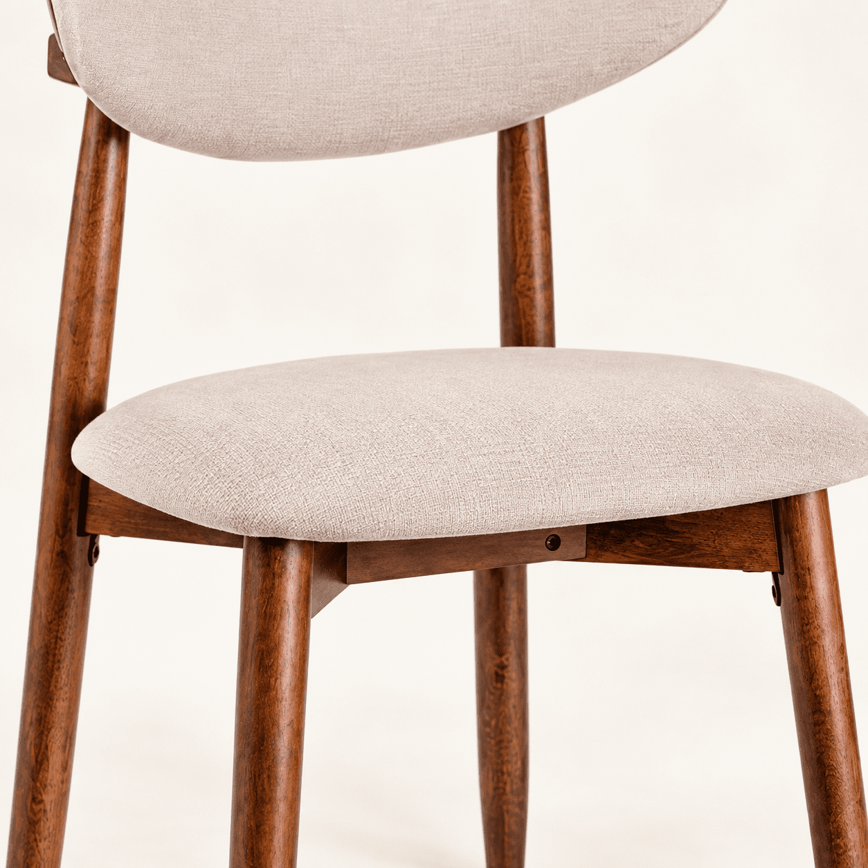 Furnibear Fabric Upholstered Dining Chairs Set of 2 with Curved Backs and Solid Rubber Wood Legs for Kitchen and Farmhouse Dining Room, Beige