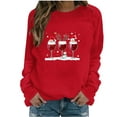 thumbnail image 2 of Craaazy Womens Shirts Round Neck Sweatshirt Santa Graphic Christmas Trees With Lights Printed Christmas Fashion Casual Printed Loose Long Sleeve Tops Gifts, 2 of 4