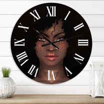Designart 'Portrait Of African American Woman Ii' Modern Wall Clock